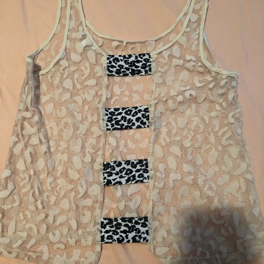 See through cheetah print tank, Size Large